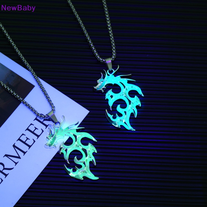 Newbaby Glow Flame Dragon Kalung Kepribadian Punk Glow Liontin Untuk Wanita Pria Glow In The Dark Hewan Sweater Rantai Bersinar Kalung Hiphop Perhiasan Aksesoris ID