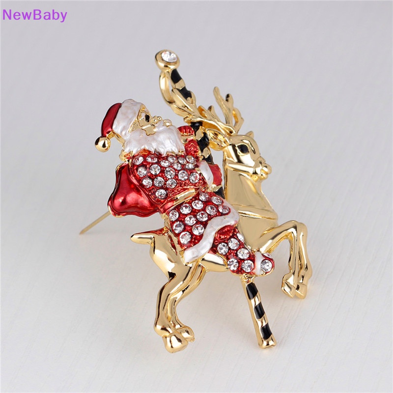 Newbaby 1pc Indah Santa Claus Rusa Berlian Imitasi Hadiah Natal Bros Pin Kerah Korsase 1pc Fashion Santa Claus Rusa Berlian Imitasi Hadiah Natal Bros Pin Kerah Korsase 1pc S Baru