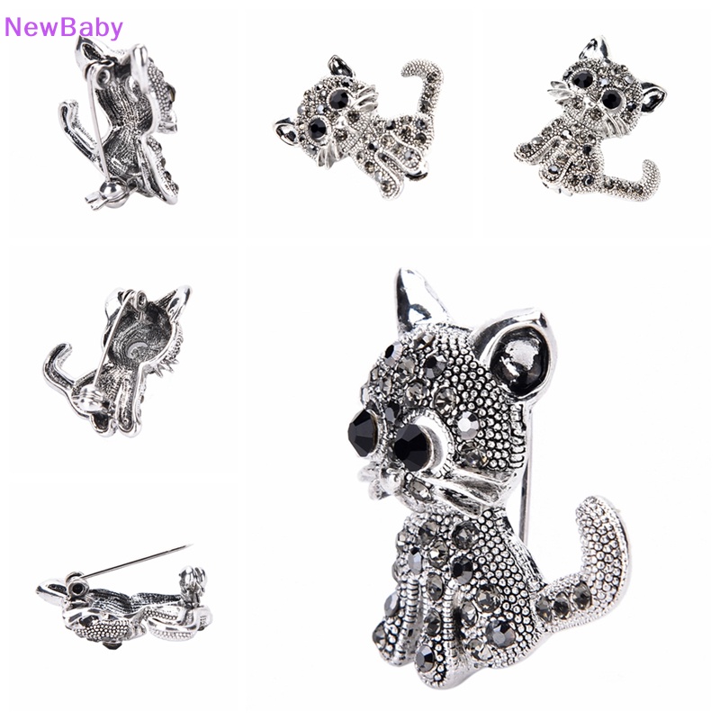 Newbaby Kucing Kecil Yang Lucu Bros Pin Antik Berlapis Perak Mantel Kemeja Klip Fashion ID