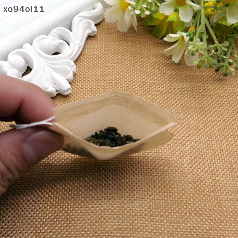 Xo 100Pcs/Lot Round Tea Bag Kantong Teh Celup Kertas Filter Kosong Dengan String Untuk Herb Tea OL