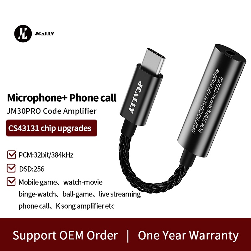 XIAOMI Jcally JM30PRO Kabel Adapter DAC Audio Digital TYPEC Ke 3.5 Adapter Handphone Android CS43131 DAC JM30 Upgrade Untuk Xiaomi13