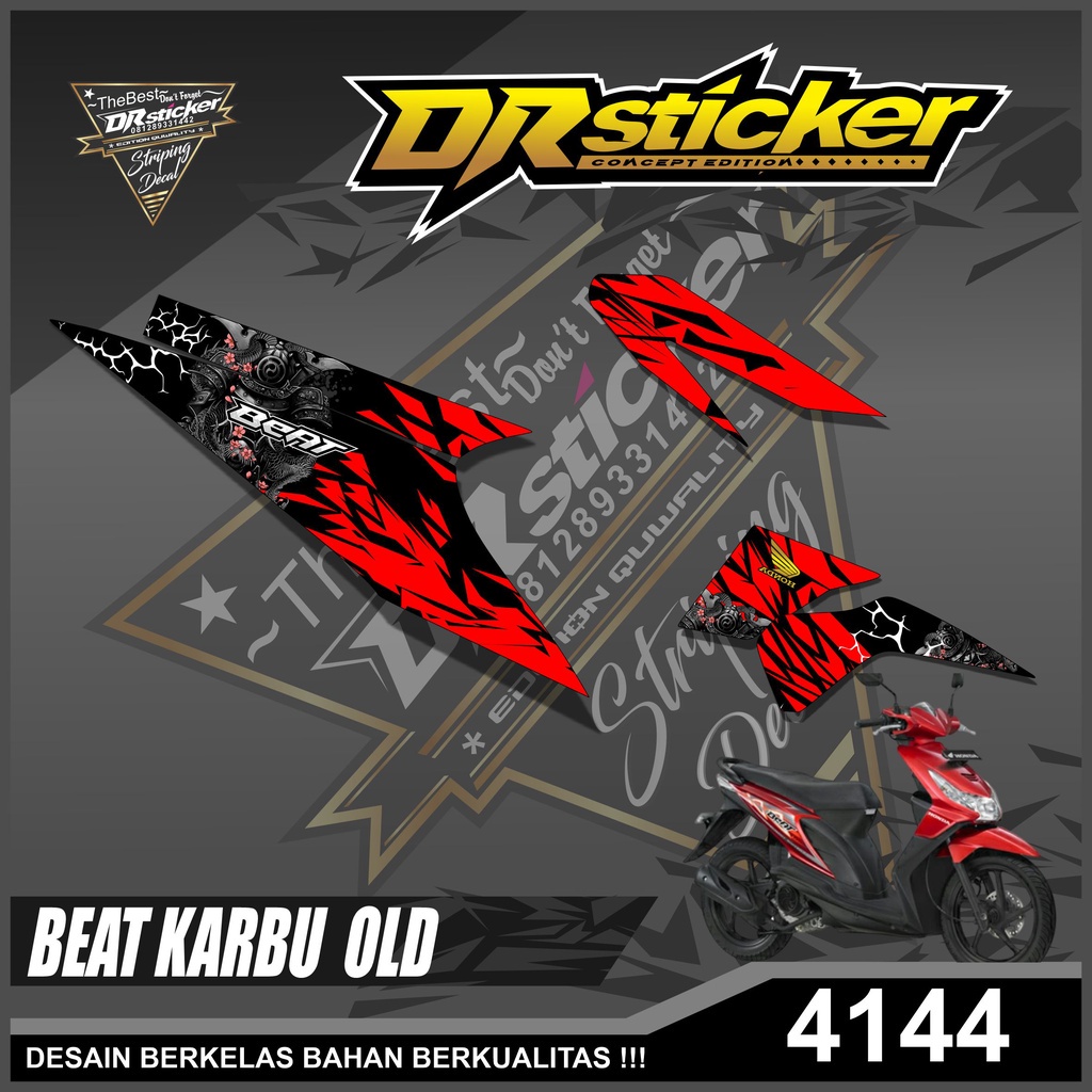 4144 Skotlet Striping Motor Beat Karbu OLd Semi Full - Striping Desain Samurai Jepang Beat Karbu Old