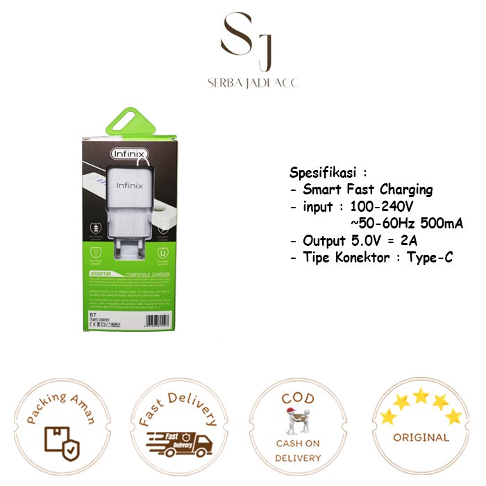 Charger Infinix Original 2A Type C Casan / Charger Smart Fast Charging / Travel Charger Infinix