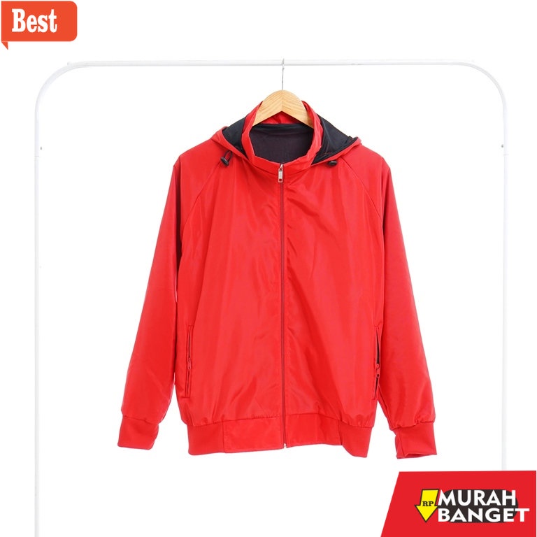Jaket parasut pria terbaru- Jaket Parasut Polos Merah