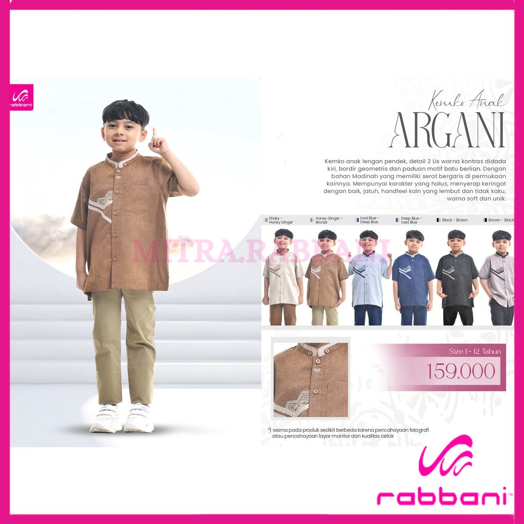 DISKON RABBANI ORI - Rabbani Kemko Anak Sarang Argani | baju koko anak | baju sarimbit keluarga | ba