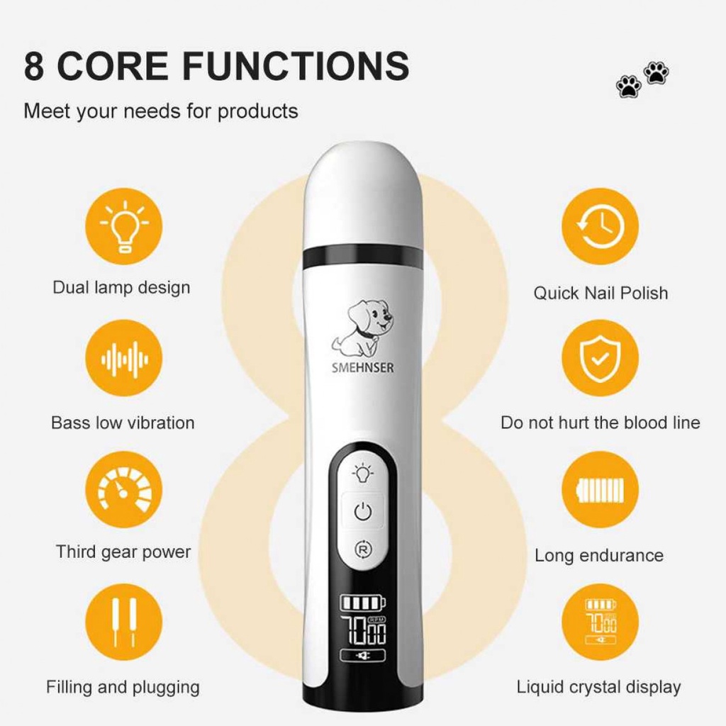 Gunting Kuku Hewan Elektrik LCD 3 Speed LED Trimmer USB Rechargeable