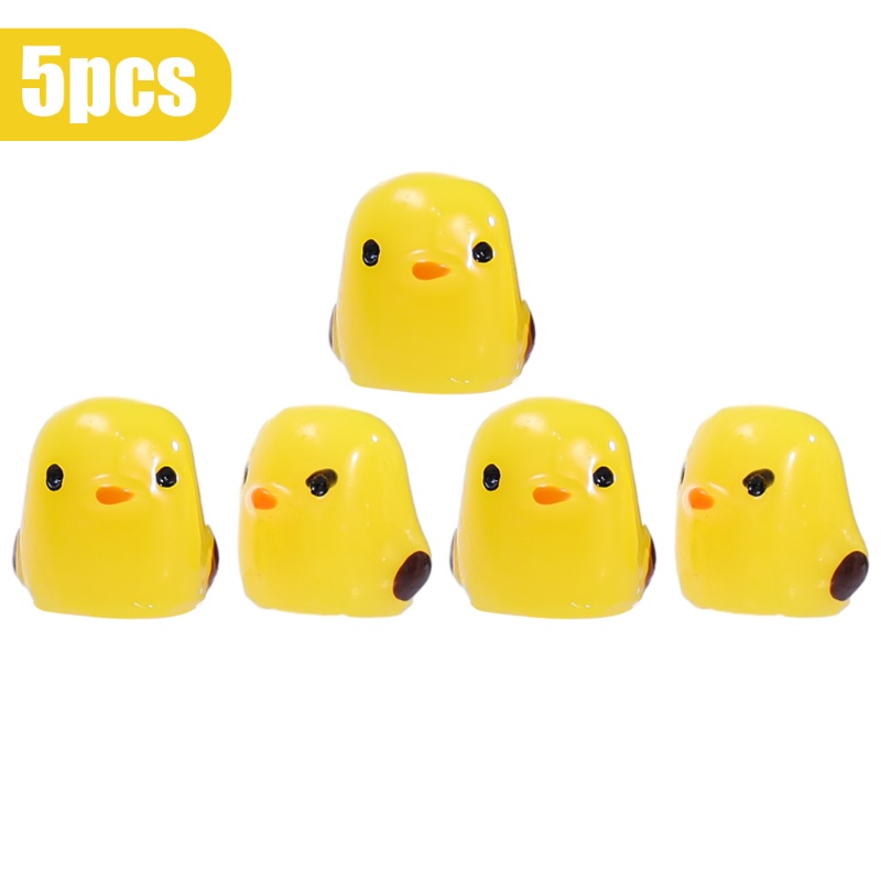 5pcs/set Ornamen Mobil Boneka Resin Ayam Kuning Kecil Lucu/ Dasbord Otomotif Hias Kartun Anak Ayam/ DIY Aksesoris Interior Kendaraan