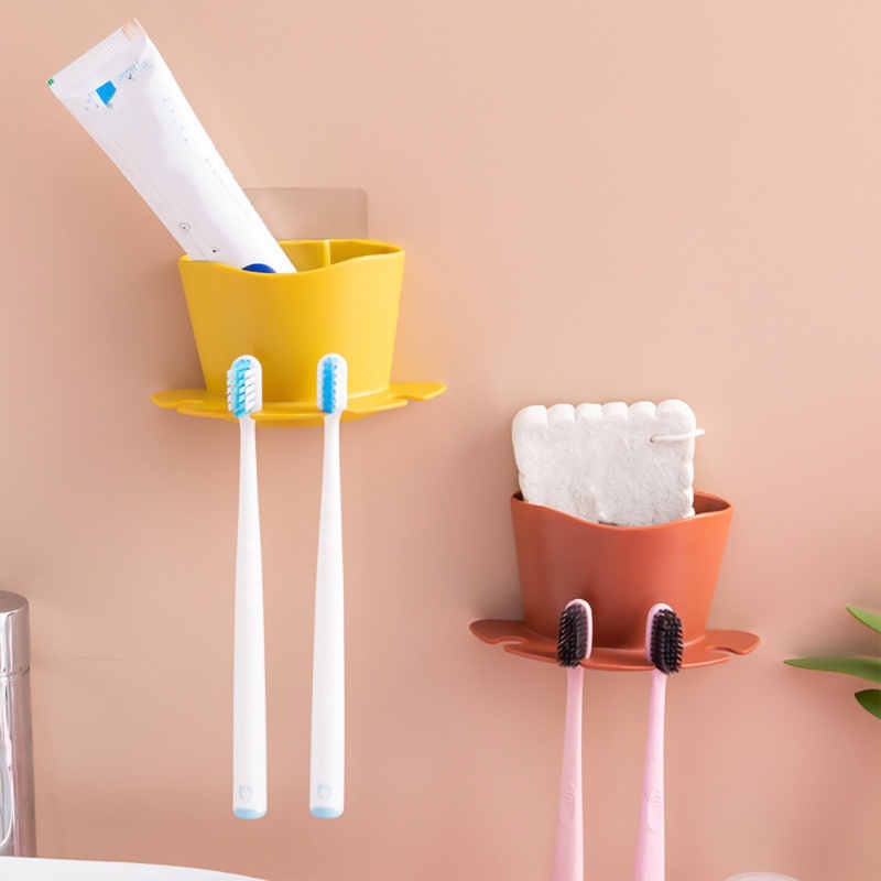 Rak Penyimpanan Alat Cukur Jenggot Odol Sikat Gigi Kamar Mandi/Multi-Posisi Self-adhesive Wall Mounted Toothbrushes Hanger Hook