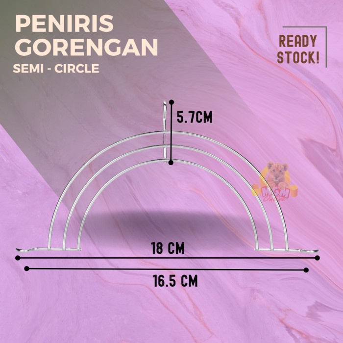 peniris panci 16cm saringan gorengan HALF CIRCLE stainless TEBAL