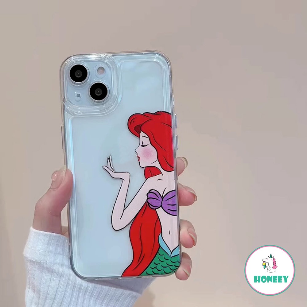 IPHONE Casing Ponsel Lucu Kartun Putri Bening Untuk Iphone11 12 13 14 Pro Max XR Xs7 8Plus Mermaid Yang Indah Lembut Anti-drop Back Cover