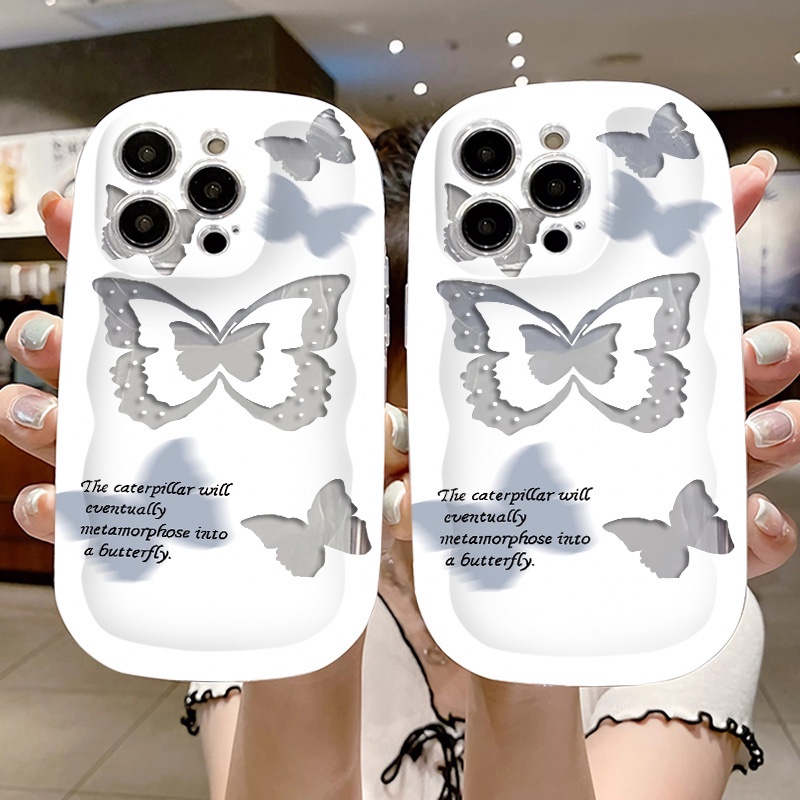 IPHONE Butterfly Soft Case Kompatibel Untuk Iphone14 13 12 11 Pro Max XS X Xr8 +7 Plus Silikon Transparan TPU Shockproof Casing Phone Cover Cell Precticer