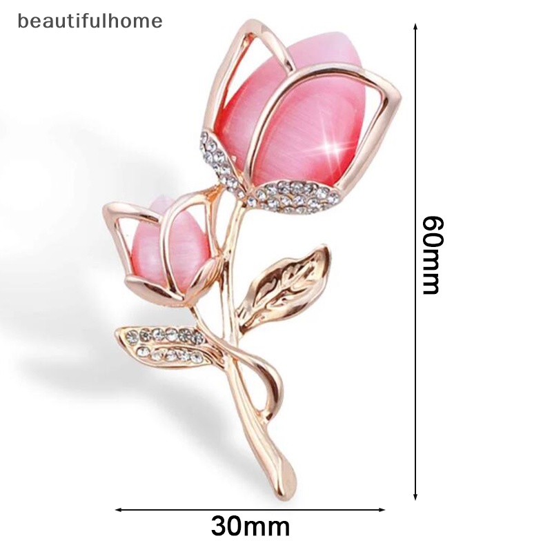 {beautifulhome} Fashion Hot Pink Rose Flower Brooch Aksesoris Pakaian.