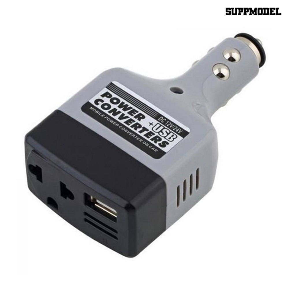 [SM] Adaptor Charger Konverter Power Inverter Mobil Portable DC 12V /24V to AC 220V USB