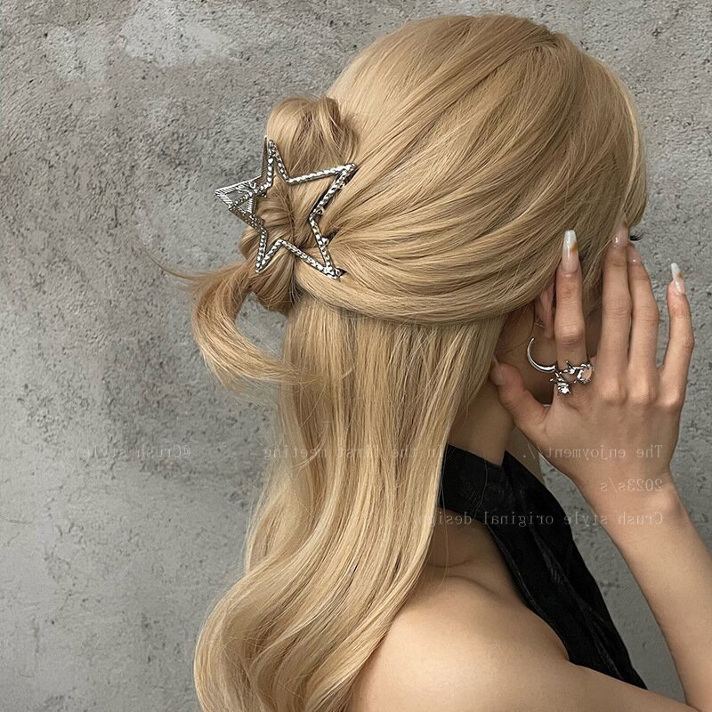 Jepit Rambut Model Geometri Pentagram Bahan Alloy Korea Untuk Anak Perempuan