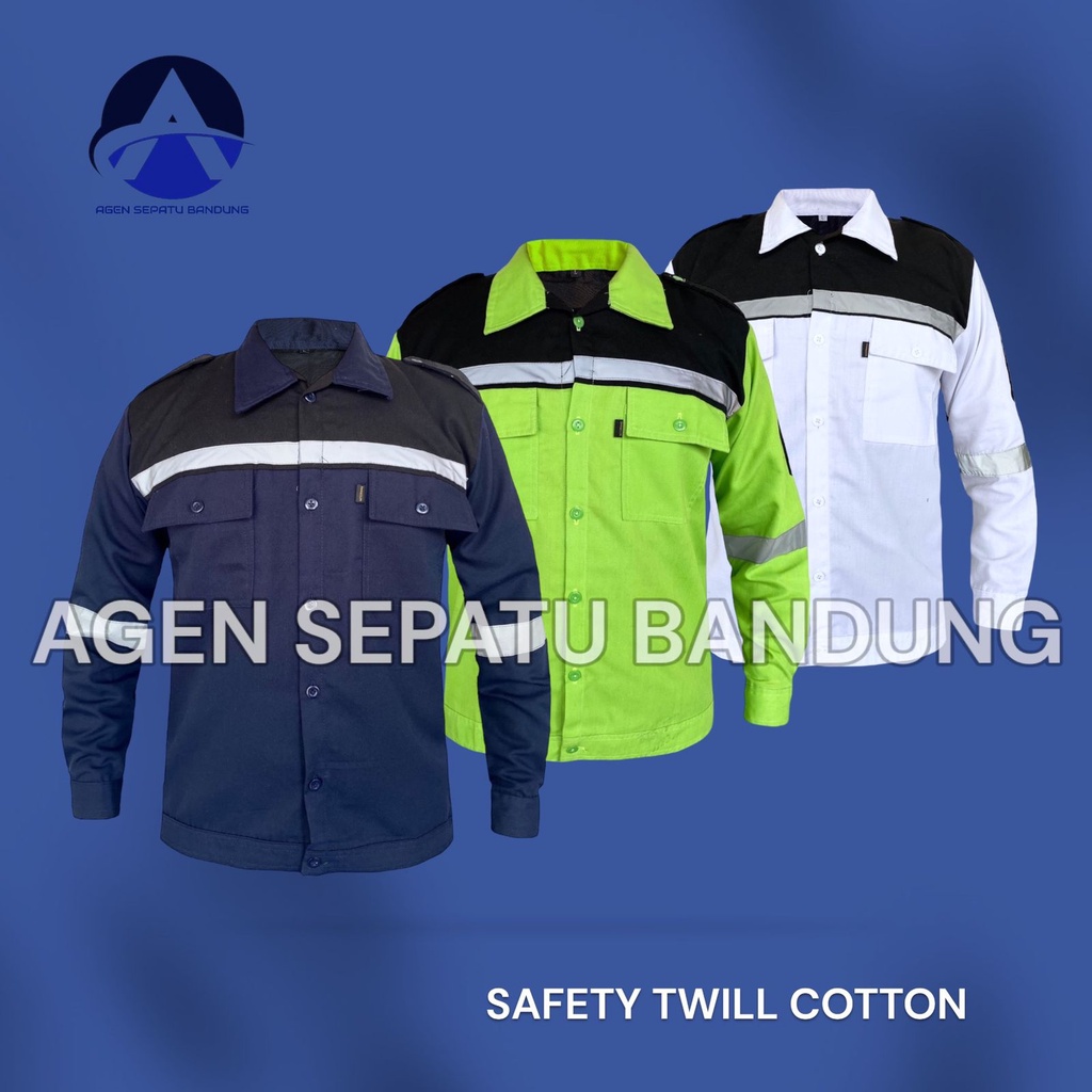 Grosir Kemeja Kombinasi / Kemeja Safety Lengan Panjang Kombinasi / Wearpack / Katelpak Safety Skotlet / Atasan Kemeja Kerja / Atasan Katelpak Panjang / Kemeja Katelpak