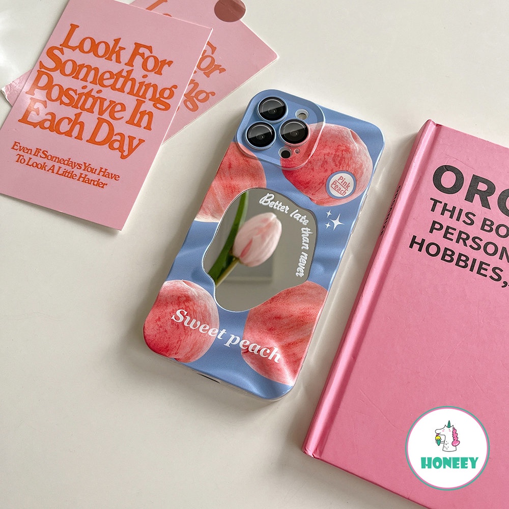 IPHONE Fashion Musim Panas Orange Peach Buah Ponsel Case Kompatibel Untuk Iphone14 Pro Max13 12 Pro Max Case Iphone11 Cermin Rias Tidak Teratur Anti-Shock Cover