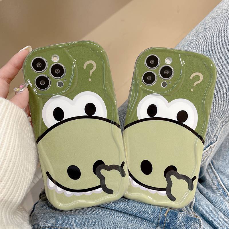 3D Ice Cream Green Funny dinosaur Soft Case IPhone 11 12 13 14 Pro Max New Apple for Women Girls Gift Bracelet Airbag Case