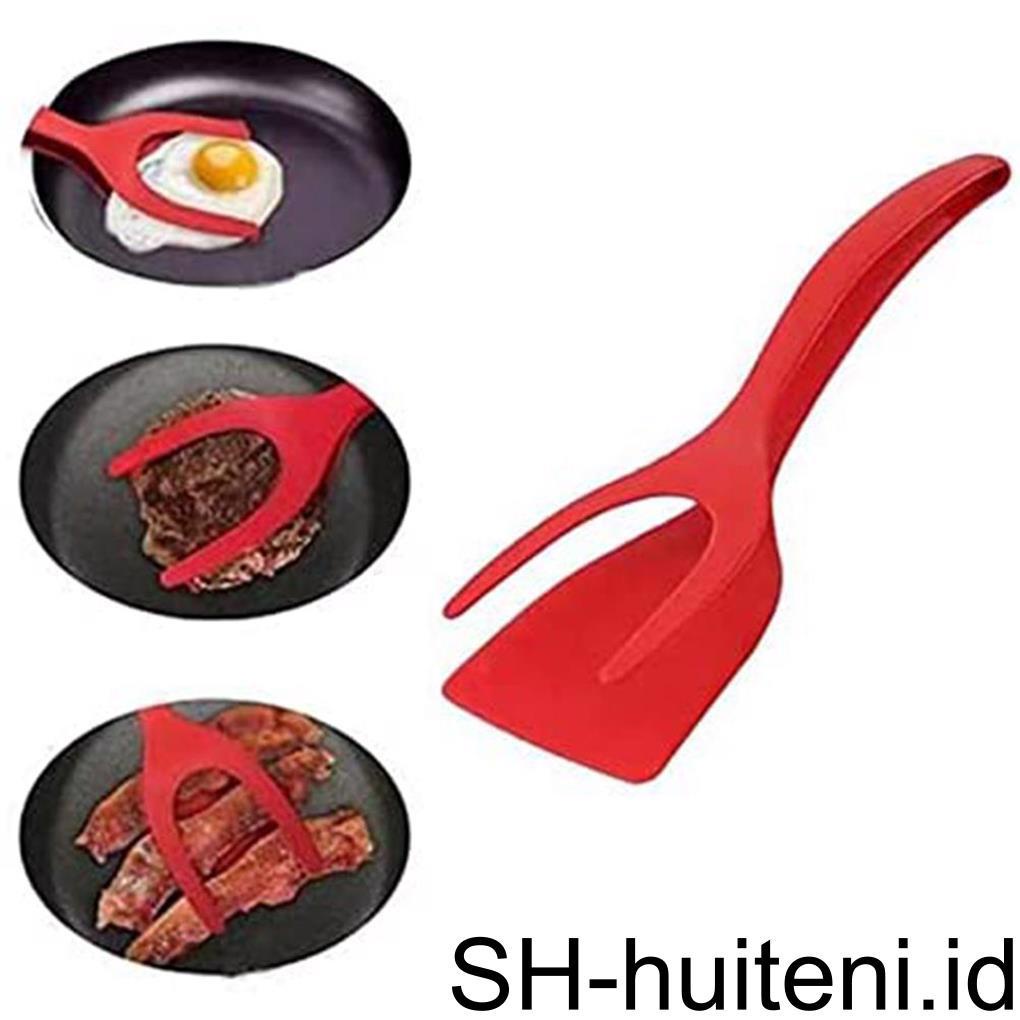 2-in-1 Spatula Penjepit Silikon Multifungsi Halus Penjepit Dapur Non-Stick Gagang Panjang Makanan Klip Tong Rumah Restoran Alat