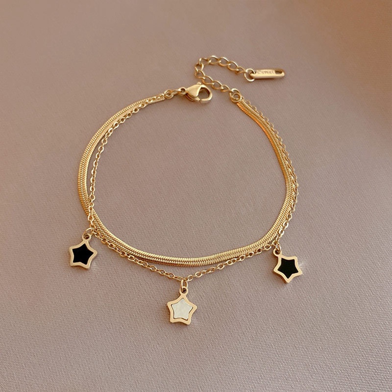 Titanium Steel Berlapis Emas Liontin Gelang Untuk Wanita Retro Punk Gothic Potret Koin Salib Mutiara Gelang Perhiasan