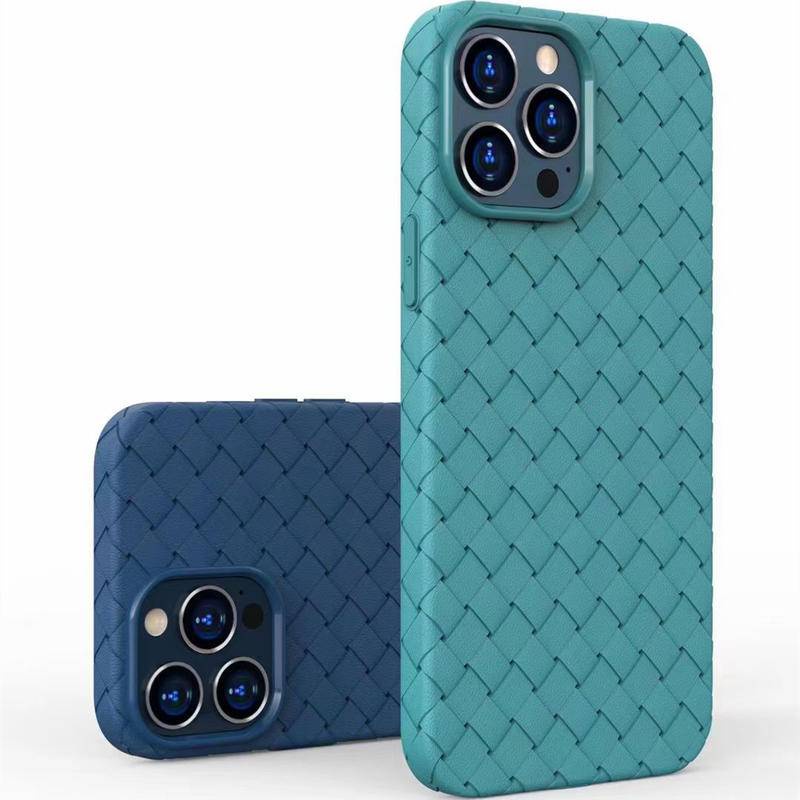 IPHONE Casing Ponsel Grid Mesh Bernapas Padat Untuk IPhone14 13 Pro Max14 Plus Menenun Kotak-Kotak Lembut Tpu Silikon Penutup Belakang Untuk IPhone14 iPhone13 series