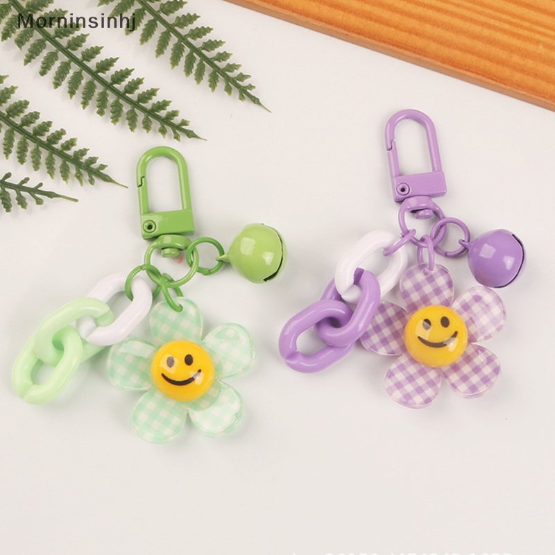 Mornin Lucu Smiley Face Bunga Bunga Matahari Warna Kisi Gantungan Kunci Dengan Bell Ransel Key Pendant Keyrings Aksesoris Kawaii Key Ring Mainan Pesona Hadiah Ornamen id