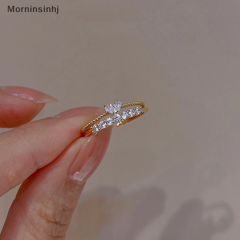 Mornin Mode Baru Jantung Berlian Imitasi Cincin Adjustable Lucu Rings Untuk Wanita Pernikahan Pertunangan Perempuan Perhiasan Cincin Hadiah id