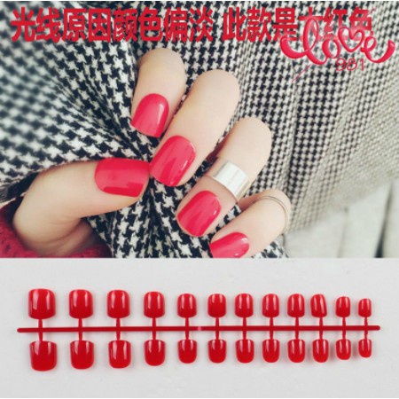 24pcs /fake nails/ false nails/ kuku palsu pendek model glossi french