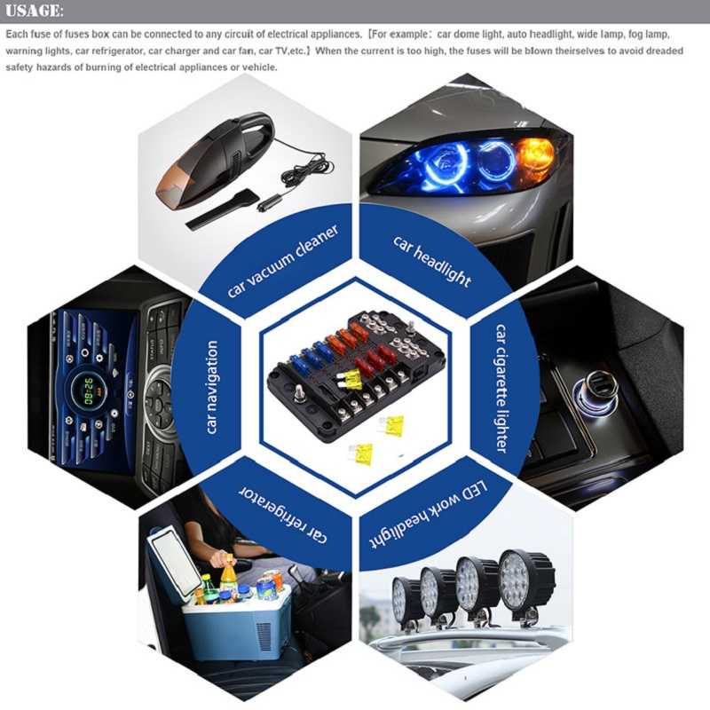 Kotak Sekring Box Sikring Kelistrikan Mobil Car Fuse Box 12 Way Positive and Negative - 12W