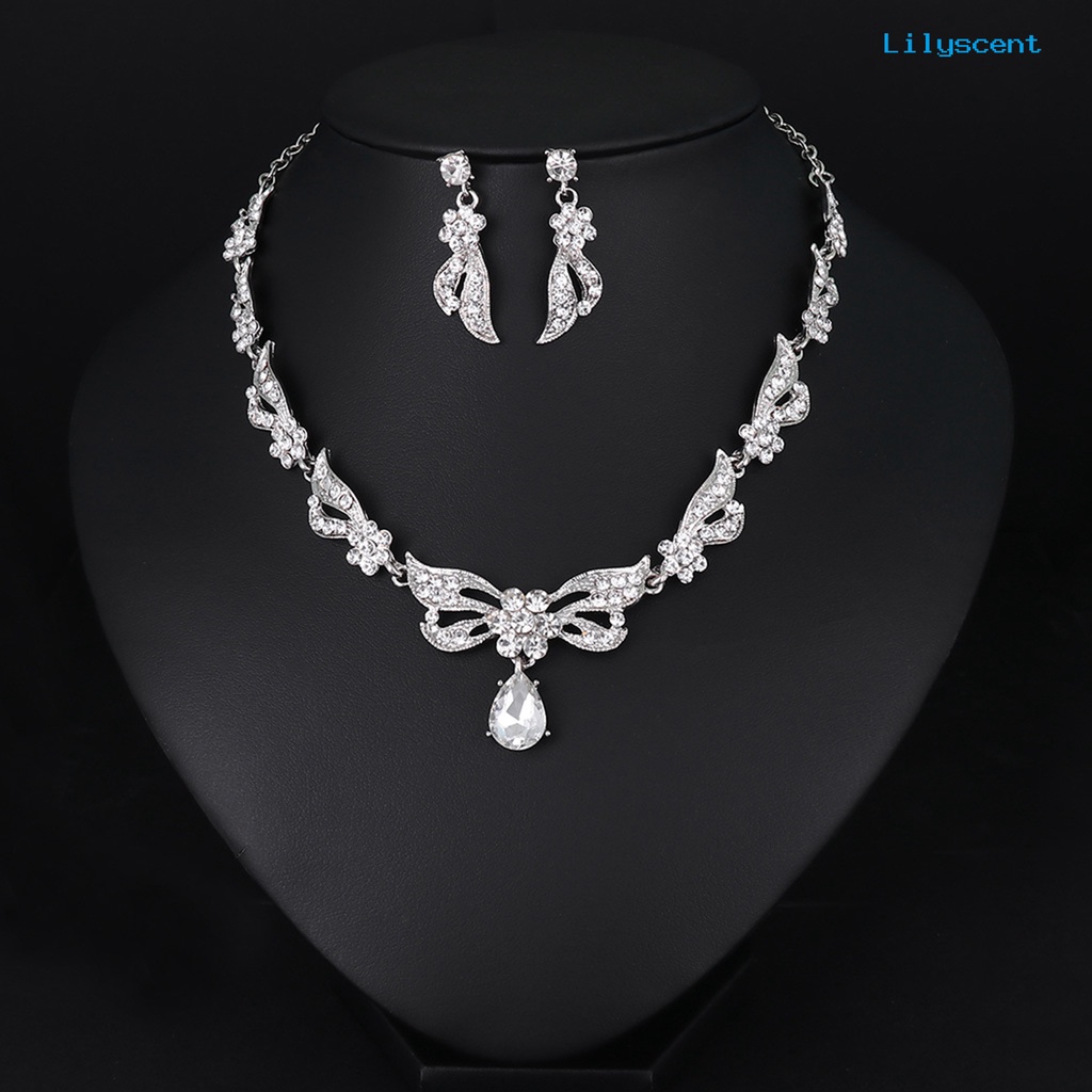 [LS]1 Set Kalung Anting Pengantin Perhiasan Berlian Imitasi Dapat Disesuaikan Berlebihan Set Perhiasan Ringan Untuk Pernikahan