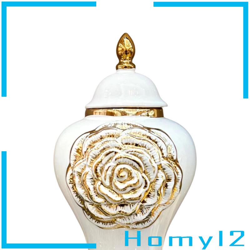 [HOMYL2] Toples Penyimpanan Vas Keramik Dengan Tutup Temple Jar Glazed Home Accent Piece Modern