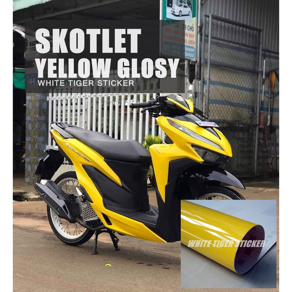 SKOTLET STIKER MOTOR YELLOW GLOSY KUNING GLOSY SKOTLET KUNING GLOSY STIKER YELOW GLOSY SCOTLITE KUNI