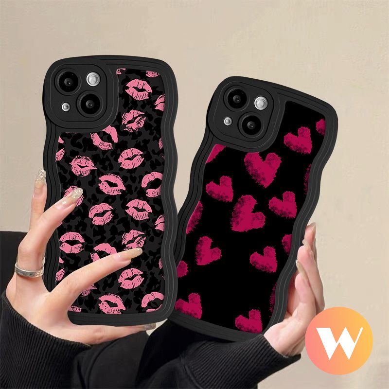 Casing Cinta Hati Graffiti Vintage Kompatibel Untuk IPhone 7Plus XR 7-6s 8 6 14 Plus X XS Max SE 2020 11 13 12 14 Pro Max Retro Motif Leopard Lembut Tpu Wavy Edge Phone Cover