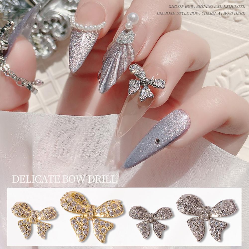 AUGUSTINA Agustina 3D Kuku Berlian Imitasi 1Pc DIY Kuku Ikatan Simpul Bor Shiny Nail Art Dekorasi