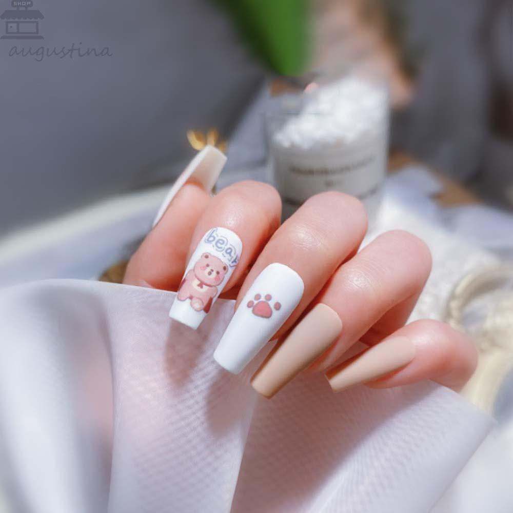 AUGUSTINA Agustina Stiker Nail Art 3D Cute Sliders Love Gadis Kecil Manicure Aksesoris