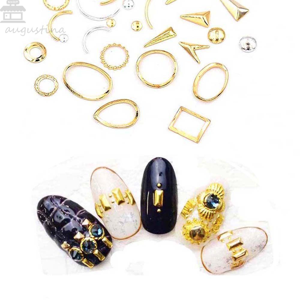 AUGUSTINA Agustina Nail Art Rhinestones Fashion Berbentuk Tidak Teratur Bulat Hiasan Kuku 3D Perhiasan Kuku