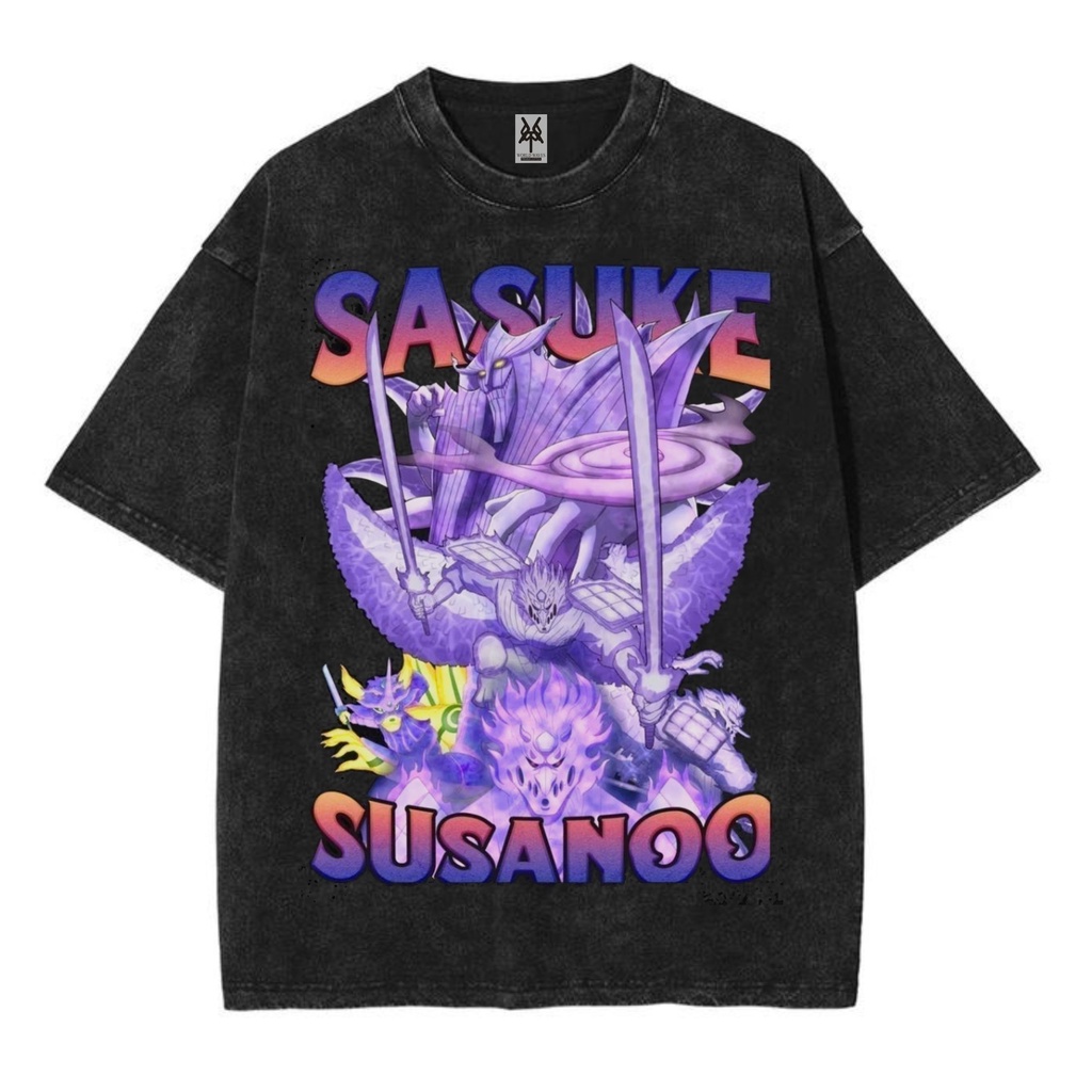 Kaos oversize sasuke uchiha susano washed washing vintage tee