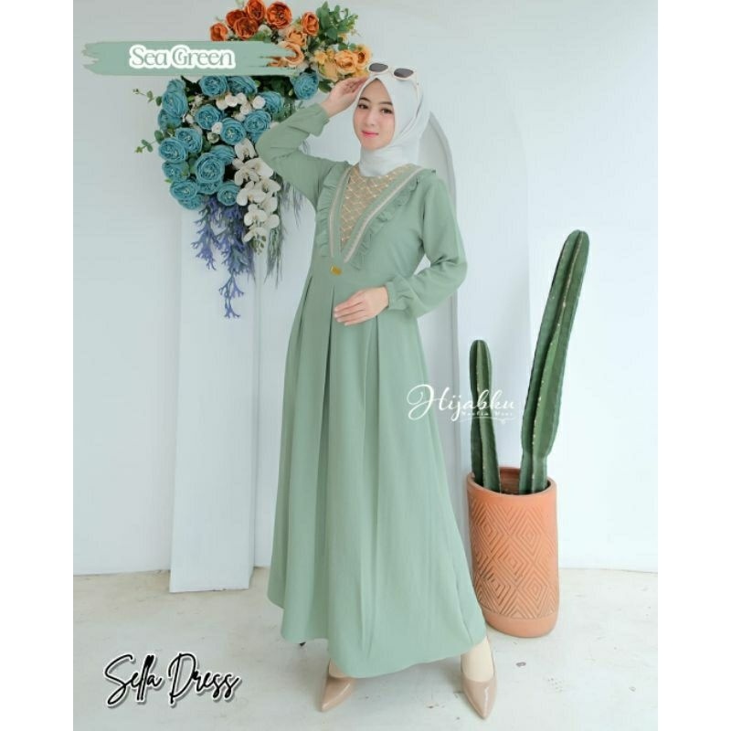 MERONA-GAMIS RISYA DRESS CRINCLE/Gamis lebaran/Gamis kondangan/cod