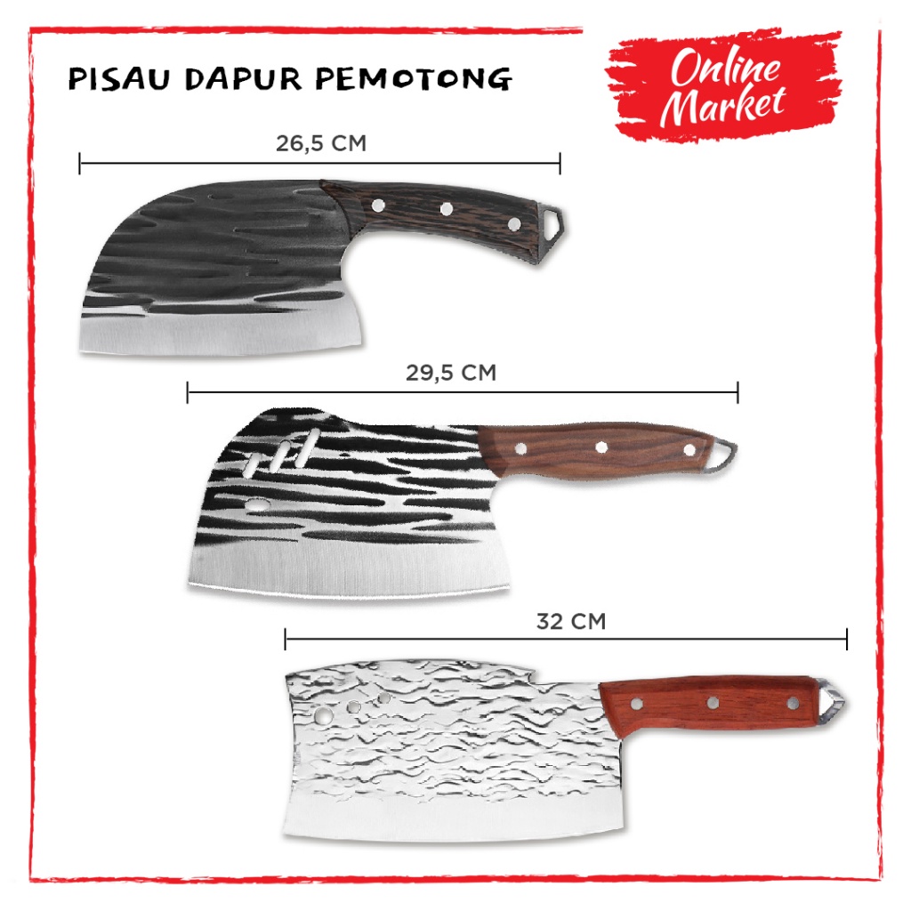 Pisau Dapur Multifungsi Pemotong Daging &amp; Tulang - Pisau Stainless Steel Tebal - Chopping Knife