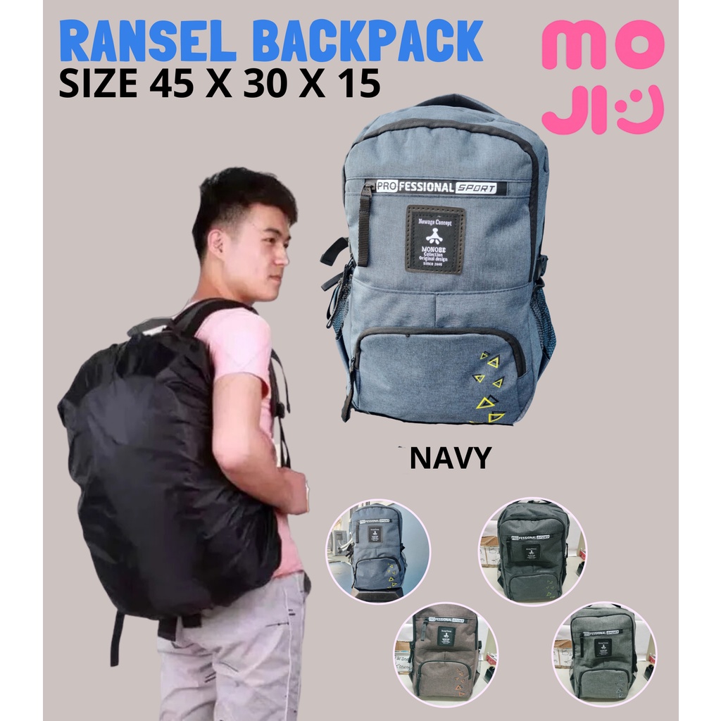 Tas Ransel Pria Bahan Polyester Backpack Sekolah - Navy