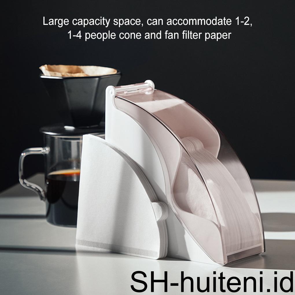Tempat Saringan Kopi Bentuk Kerucut Hand Drip Paper Storage Box Rotatable Acrylic Reusable Container Cafe Meja Laci