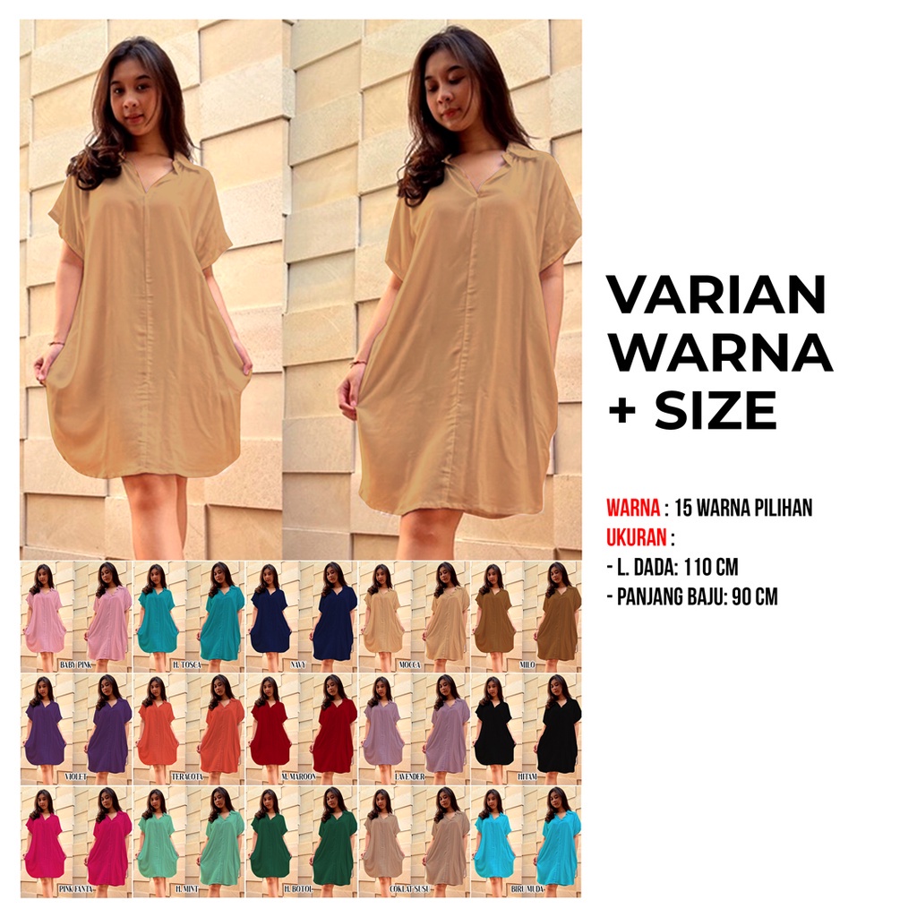 Dress Wanita Tiara Korean Dress ZD19 Cewek Fashionable Bahan Rayon Premium Jahitan super Rapih 15 Varian Warna