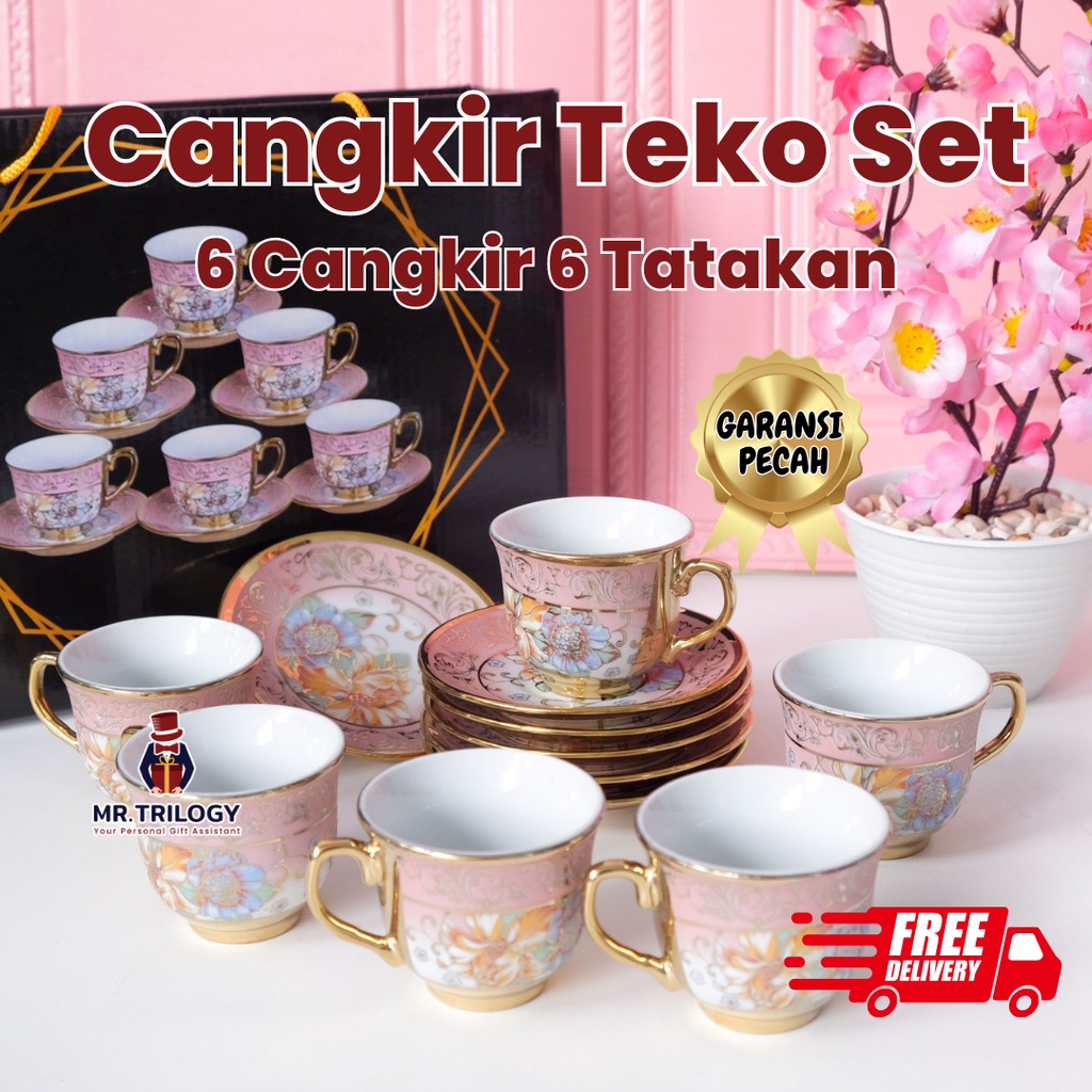 Cangkir Teh Set Keramik Piring Tatakan Kecil Gelas Kopi Gaya Eropa