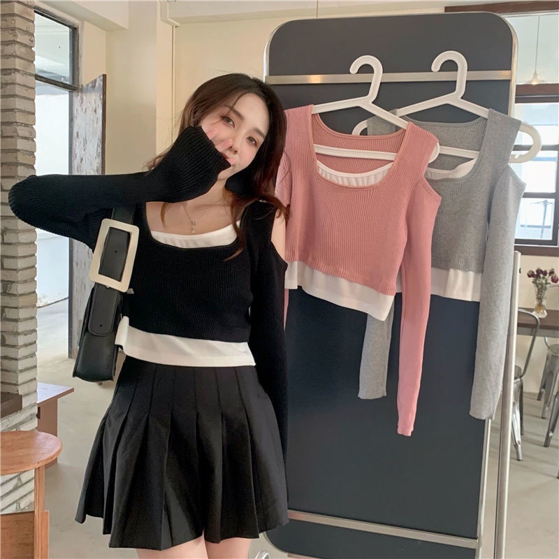 TELLY ➡️ BJ-049 Atasan Crop Wanita Korean Style Lengan Panjang Rajut Premium Import | Atasan Rajut Crop Import Lengan Panjang Wanita