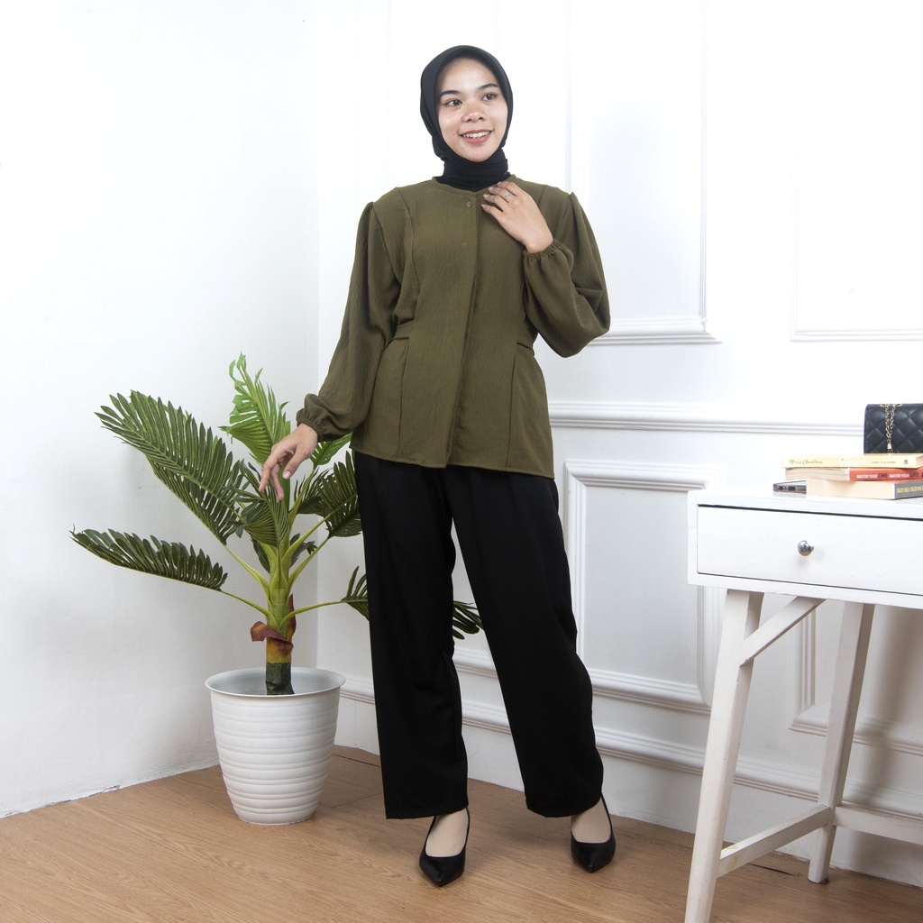 BEFAST - ZNF OOTD WANITA HEM ONA / Kemeja Wenna / Atasan Wanita Lengan Panjang / Fashion Casual Wanita Kerja / Kemeja Polos Formal Model Terbaru / Outfit Wanita Hijab Trendy / Hem Ikat Pinggang