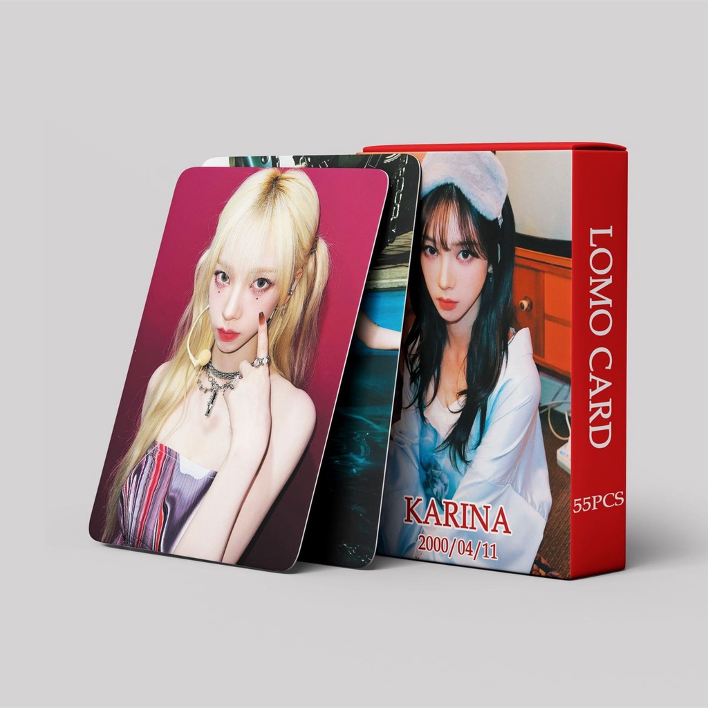 55pcs /box KARINA AESPA Photocards Album MY WORLD Kartu Lomo Kpop Postcards