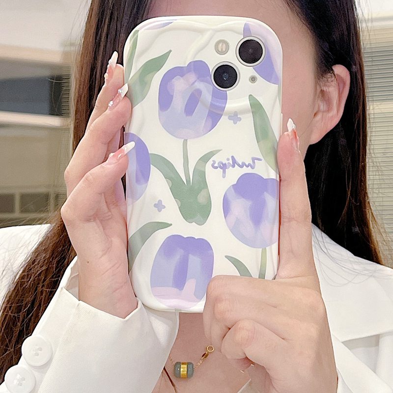 Cream Casing Nice Simple Flowers Soft Case HP iP iPhone 6 6S 7 8 14 + Plus SE 2020 2022 X XS XR 11 12 13 Pro Max Girl Woman