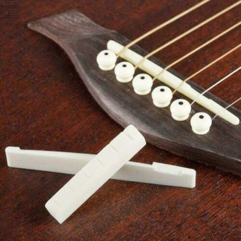 AUGUSTINA Guitar Bridge Saddle Electric Guitar Bone Nut Tahan Lama Real Bone Bridge Pins Mur Gitar 6 String Aksesoris Gitar Instrumen Senar Bantal Senar Bawah