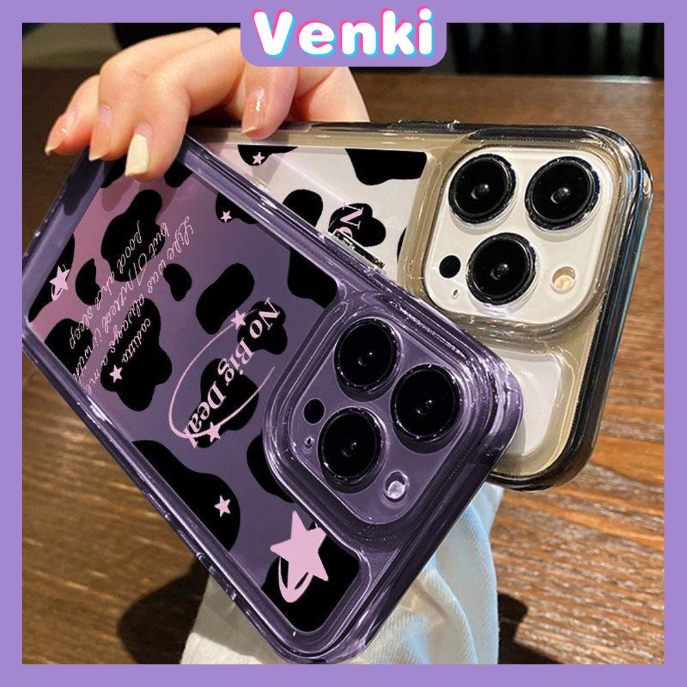 VENKI - Untuk iPhone 11 Case Clear Hard Space Phone Case Airbag Shockproof Protection Camera Simple Cute Strawberry Stars Kompatibel dengan iPhone 14 13 Pro Max iPhone 12 Pro Max XR