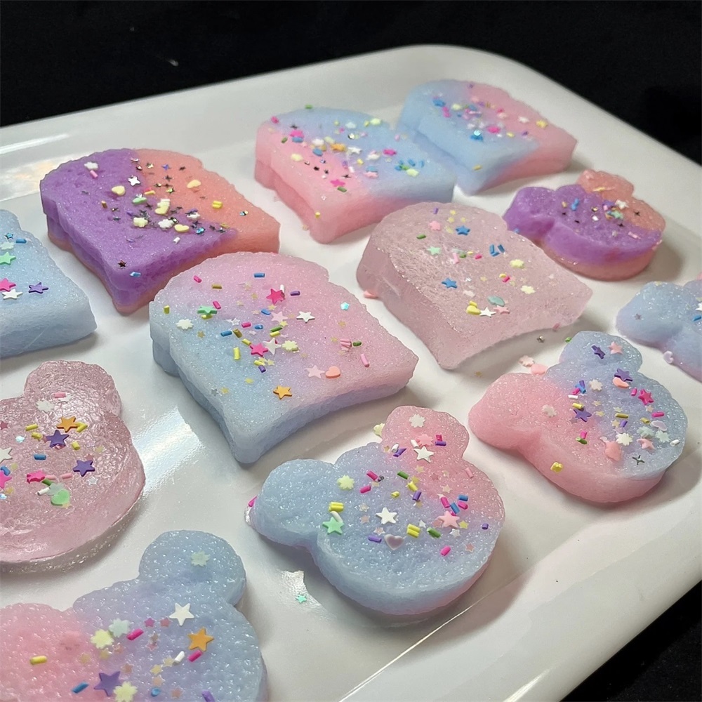 Simulasi Roti Bakar Licin Dekompresi Mainan Musim Panas Rainbow Toast Jelly Lilin Lembut Tekan Mainan