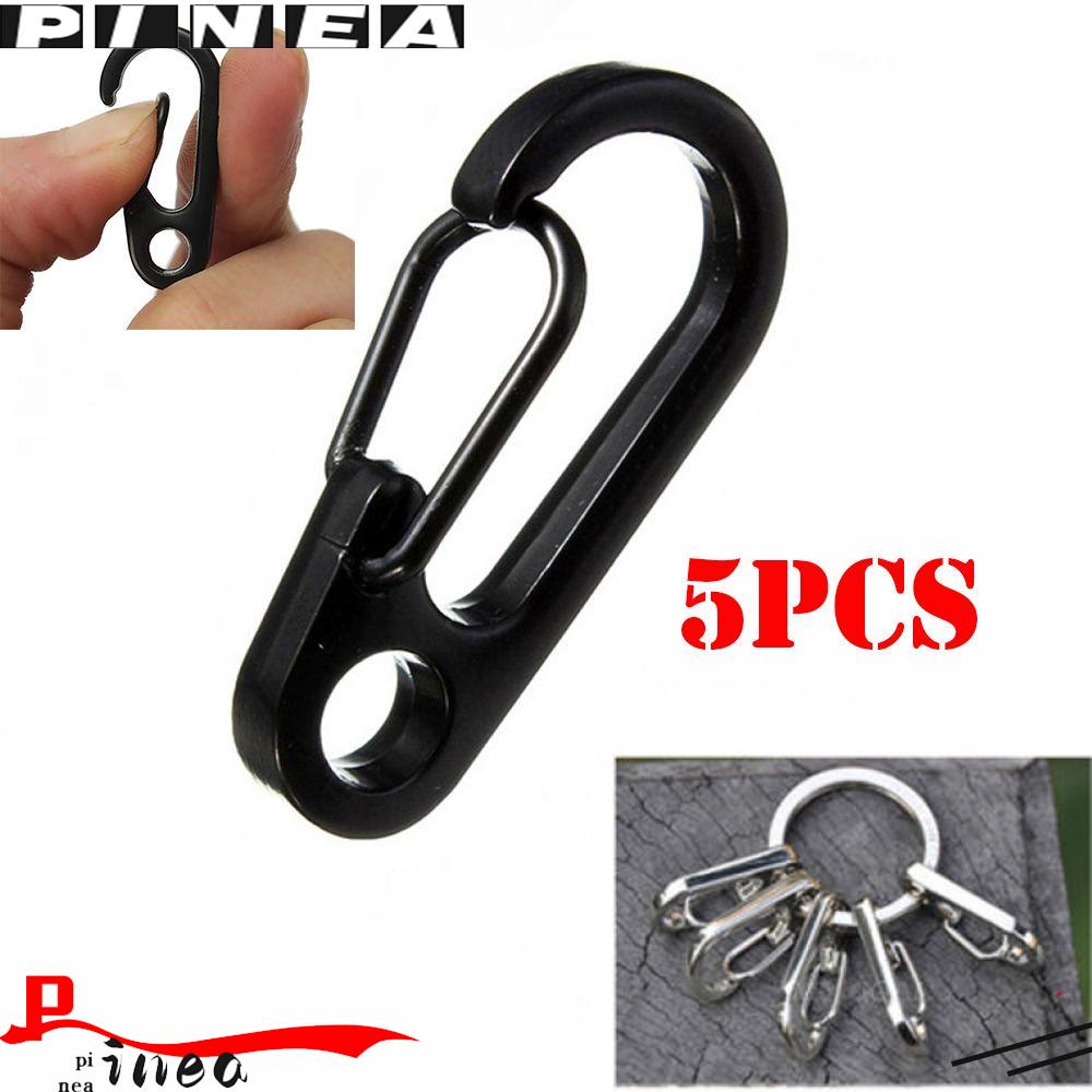 PINEAPPLE 5pcs Carabiner Stainless Steel Klip Luar Gantungan Kunci Split Ring